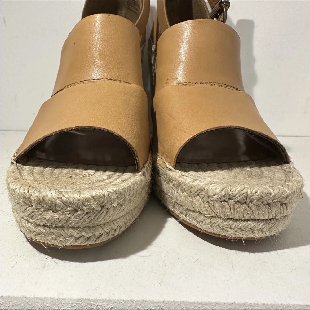 Treasure & Bond Wedge Sandal Size 11 M Tan Ankle Strap High Heel Espadrille Shoe - Picture 5 of 12